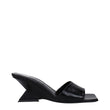 The Attico Black Leather Flat Sandals