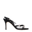 Manolo Blahnik Black Satin Stiletto Heel Sandals