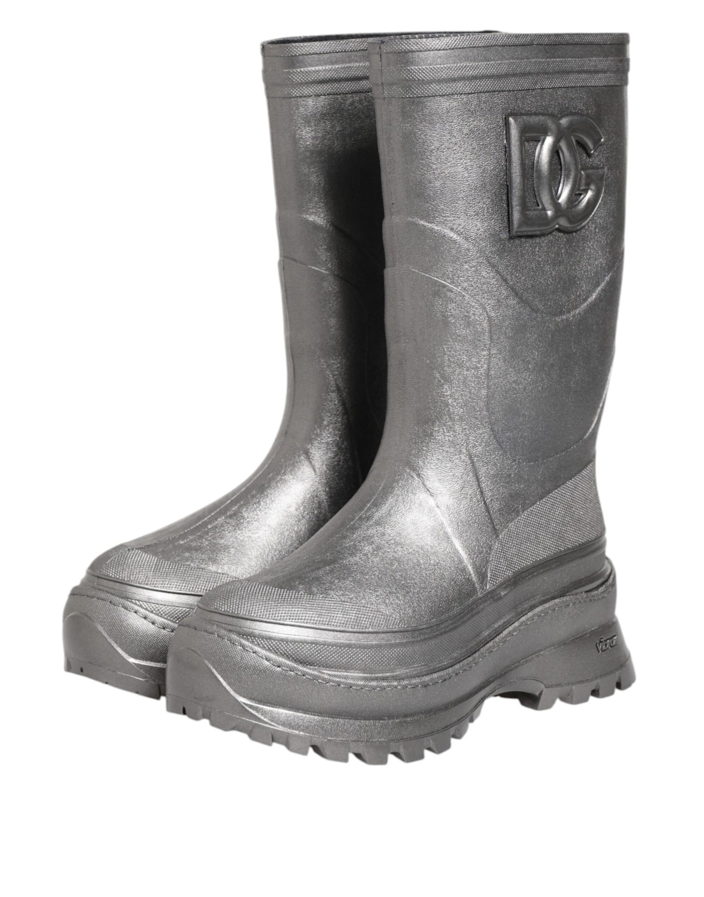 Dolce & Gabbana Metallic Silver Pull On Rain Boots Shoes