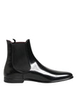 Dolce & Gabbana Black Chelsea Slip On Mid Calf Boots Shoes