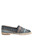 Dolce & Gabbana Blue Gray Woven Leather Buffalo Espadrille Shoes