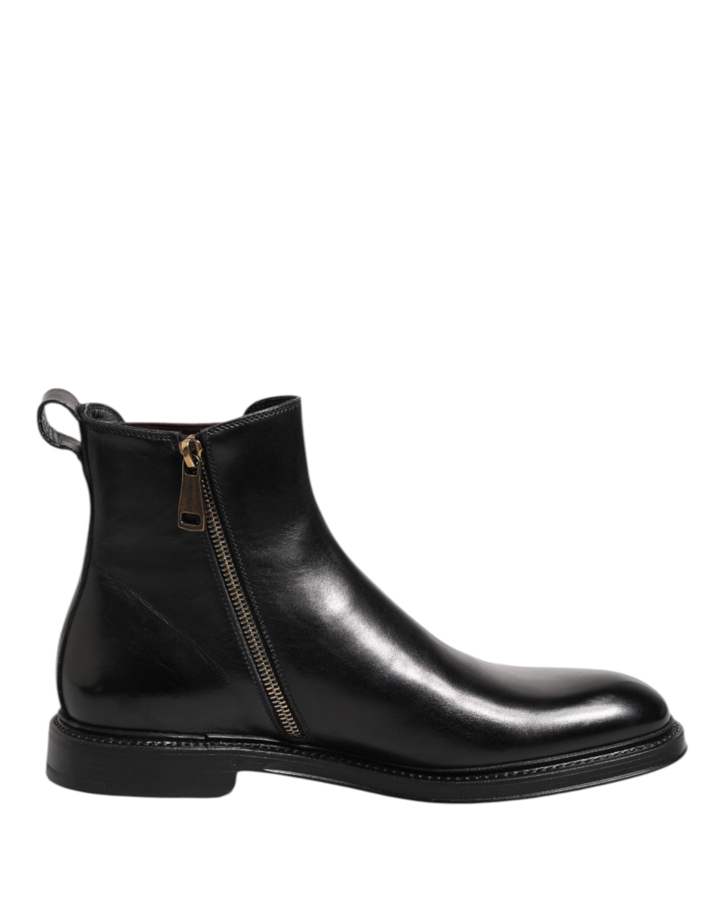 Dolce & Gabbana Black Chelsea Leather Mid Calf Boots Shoes