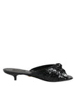 Dolce & Gabbana Black Leather Heels Slides Sandals Shoes