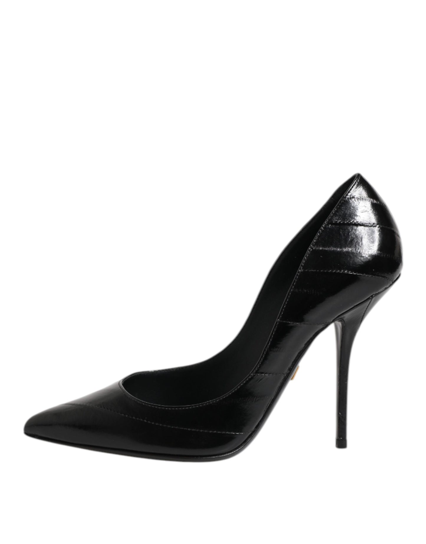 Dolce & Gabbana Black Leather Stiletto High Heels Pumps Shoes