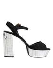 Dolce & Gabbana Black Crystal Ankle Strap Keira Sandal Shoes
