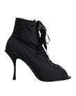 Dolce & Gabbana Black Stiletto Heels Lace Up Boots Shoes