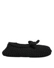 Dolce & Gabbana Black Wool Knit Slip On Ballerina Flats Shoes