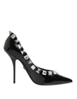Dolce & Gabbana Black Crystals Studs Stiletto Pumps Shoes