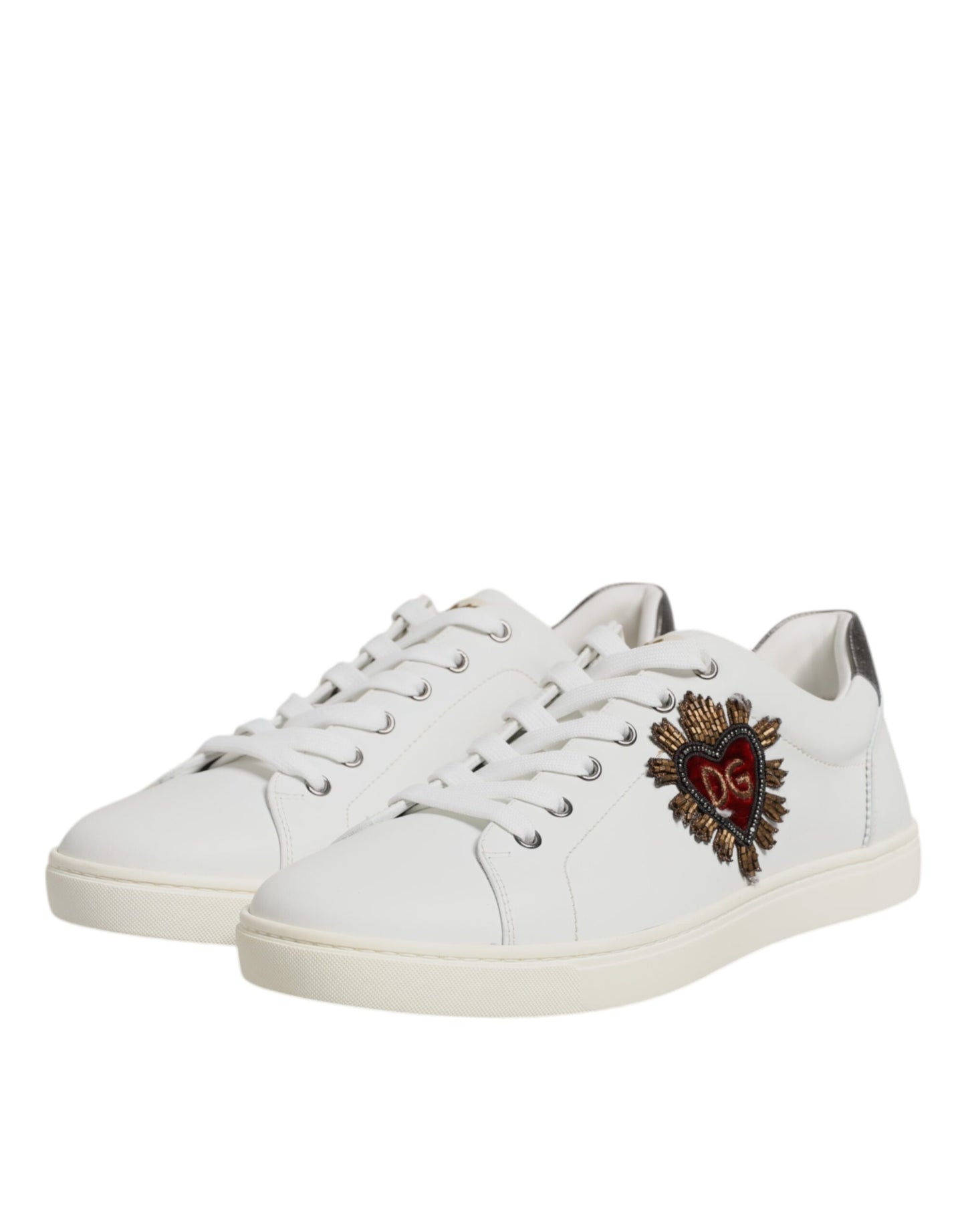 Dolce & Gabbana White Sacred Heart Men Low Top Sneakers Shoes