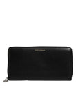 Dolce & Gabbana Black Calfskin Leather Logo Zip Around Continental Wallet