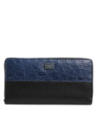 Dolce & Gabbana Black Blue Exotic Leather Men Continental Clutch Wallet