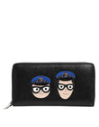 Dolce & Gabbana Black Leather #DGFAMILY Zipper Continental Mens Wallet