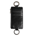 Dolce & Gabbana Black Leather Logo Embossed Lanyard Card Holde Wallet