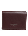 Dolce & Gabbana Leather Embossed Logo Trifold Men Card Holder Dark Brown