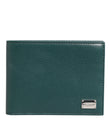 Dolce & Gabbana Green Leather DG Logo Plaque Bifold Men Card Holder Wallet