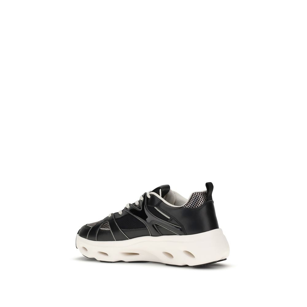 PINKO Black Calf Leather Bos Taurus Chunky Sneakers