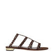 Aquazzura Brown Leather Flat Sandals
