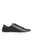 Dolce & Gabbana Black White Leather Crystal Heart Sneakers Shoes