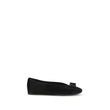 Ferragamo Black Calf Leather Bos Taurus Ballet Flats