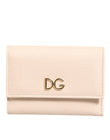 Dolce & Gabbana Light Pink Calf Leather DG Logo French Flap Wallet