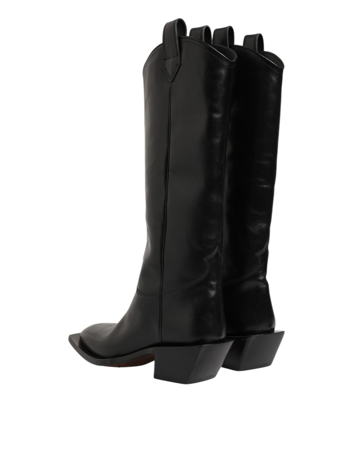 Dolce & Gabbana Black Leather Over The Calf Biker Boots Shoes