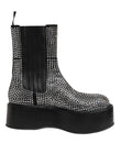 Dolce & Gabbana Black Crystal Strass Mid Calf Short Boots  Shoes