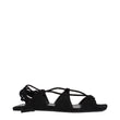 The Attico Black Leather Flat Sandals
