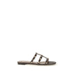 Valentino Garavani Brown Calf Leather Bos Taurus Flat Sandals