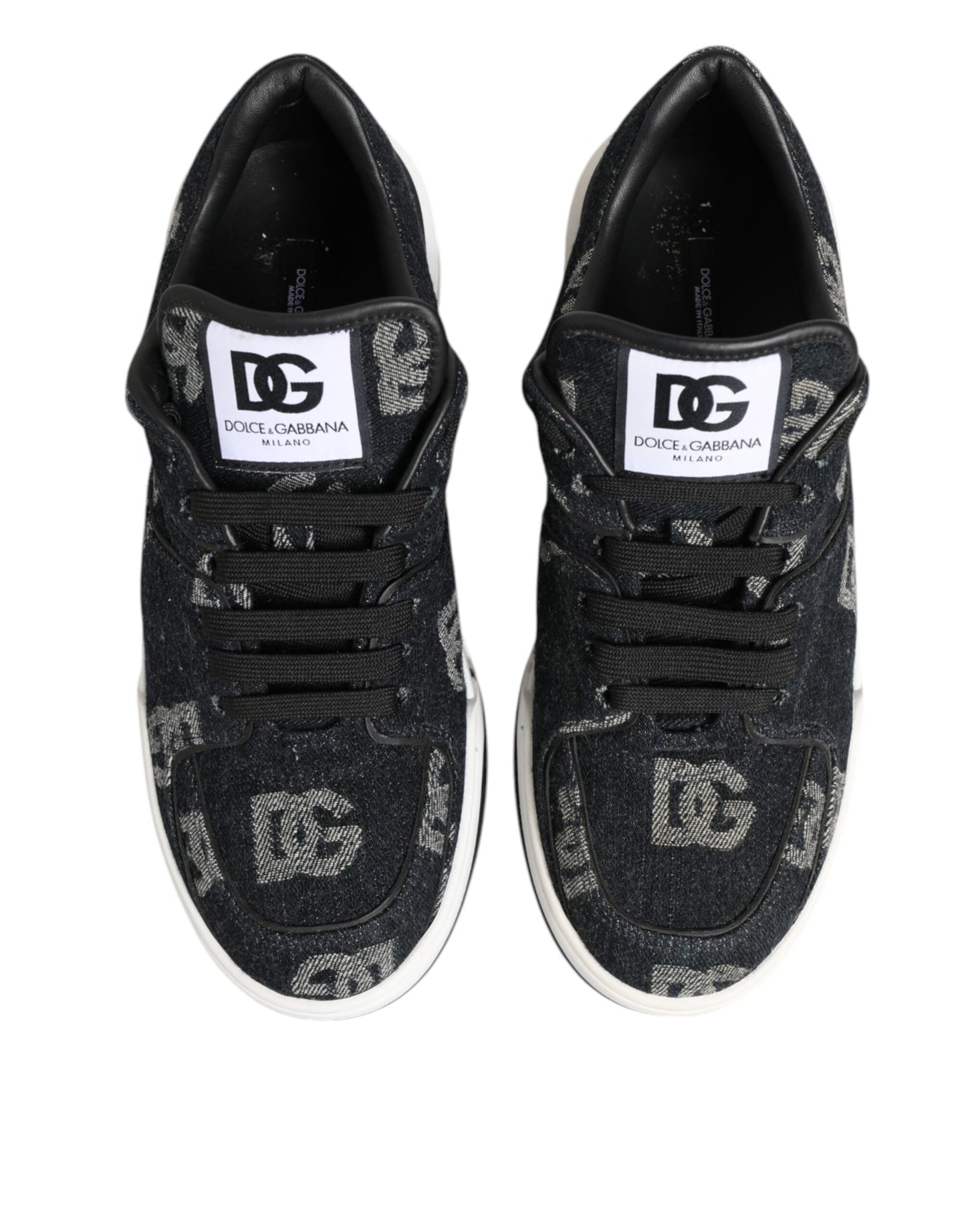 Dolce & Gabbana Blue Cotton Denim Logo Low Top Sneakers Shoes