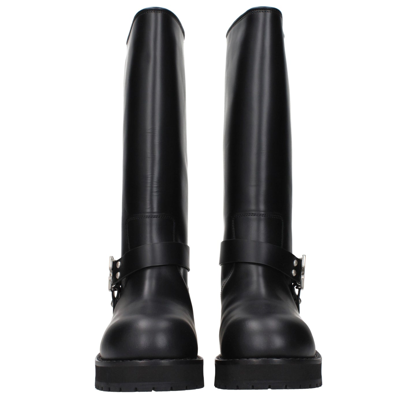 Off-White Black Leather Flat Boots