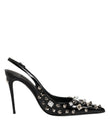 Dolce & Gabbana Black Studded Leather Heels Slingbacks Shoes