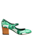 Dolce & Gabbana Green Silk MARY JANES Leaf Sandals Shoes