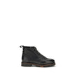 Santoni Black Calf Leather Bos Taurus Lace-Up Boots