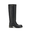 Prada Black Calf Leather Bos Taurus High Heel Boots