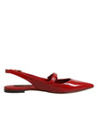 Dolce & Gabbana Red Leather Slingback Flats Sandals Shoes
