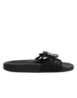 Dolce & Gabbana Black Devotion Matelassé Leather Slides Shoes