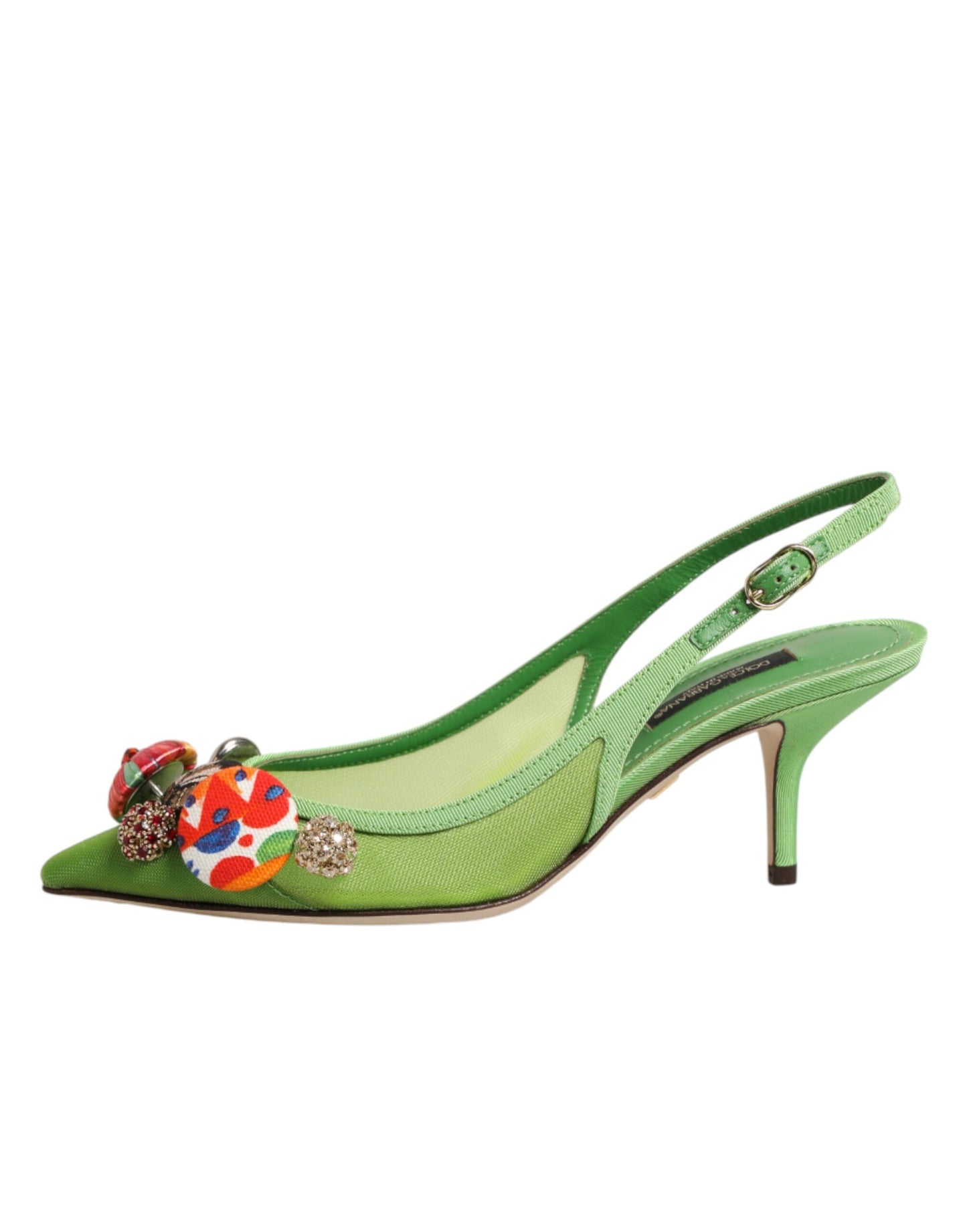 Dolce & Gabbana Green Embellished Heels Slingbacks Shoes