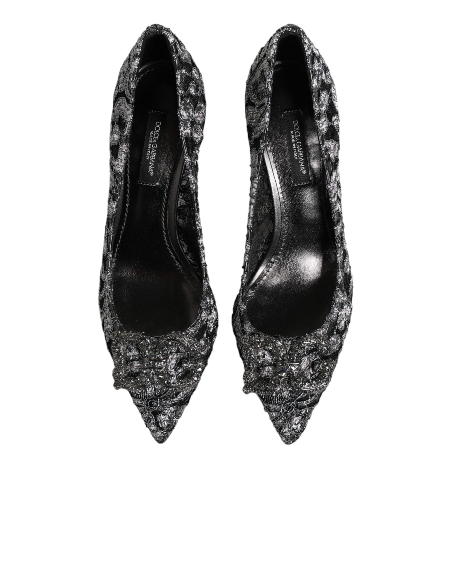 Dolce & Gabbana Silver Lace DG Amore Heels Pumps Shoes