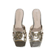 PINKO Gold Leather Flat Sandals