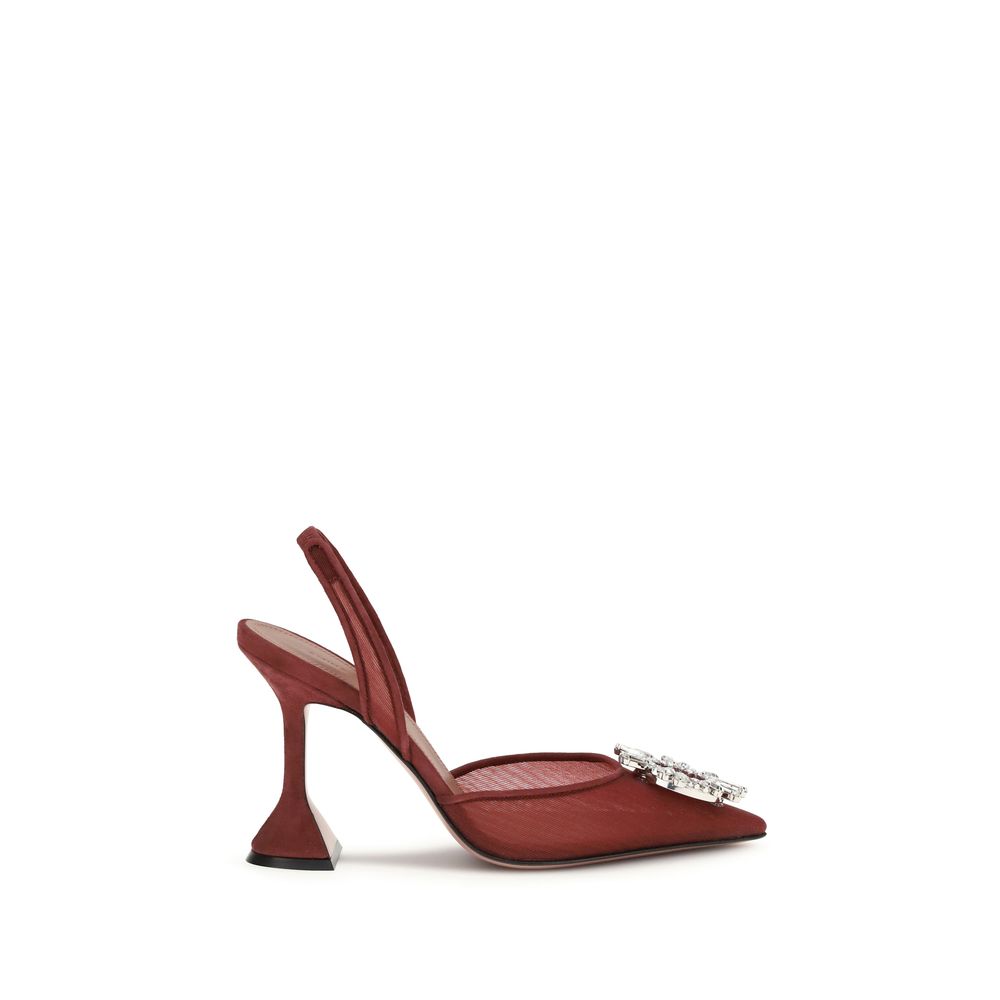 Amina Muaddi Bordeaux Polyester Pumps