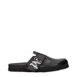 Palm Angels Black Leather Slippers