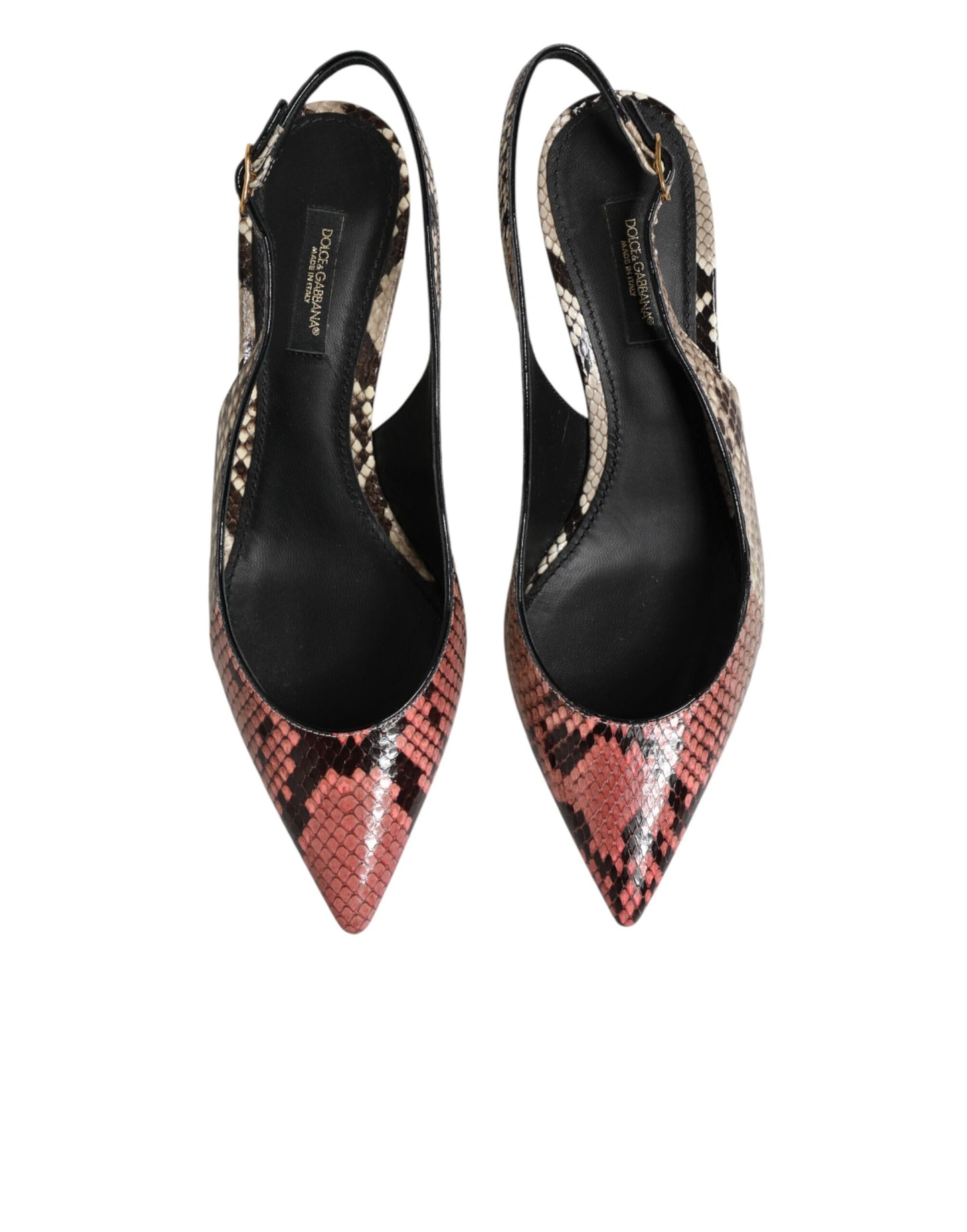 Dolce & Gabbana Multicolor Leather Heels Slingback Shoes
