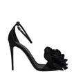 Dolce & Gabbana Black Satin Stiletto Heel Sandals