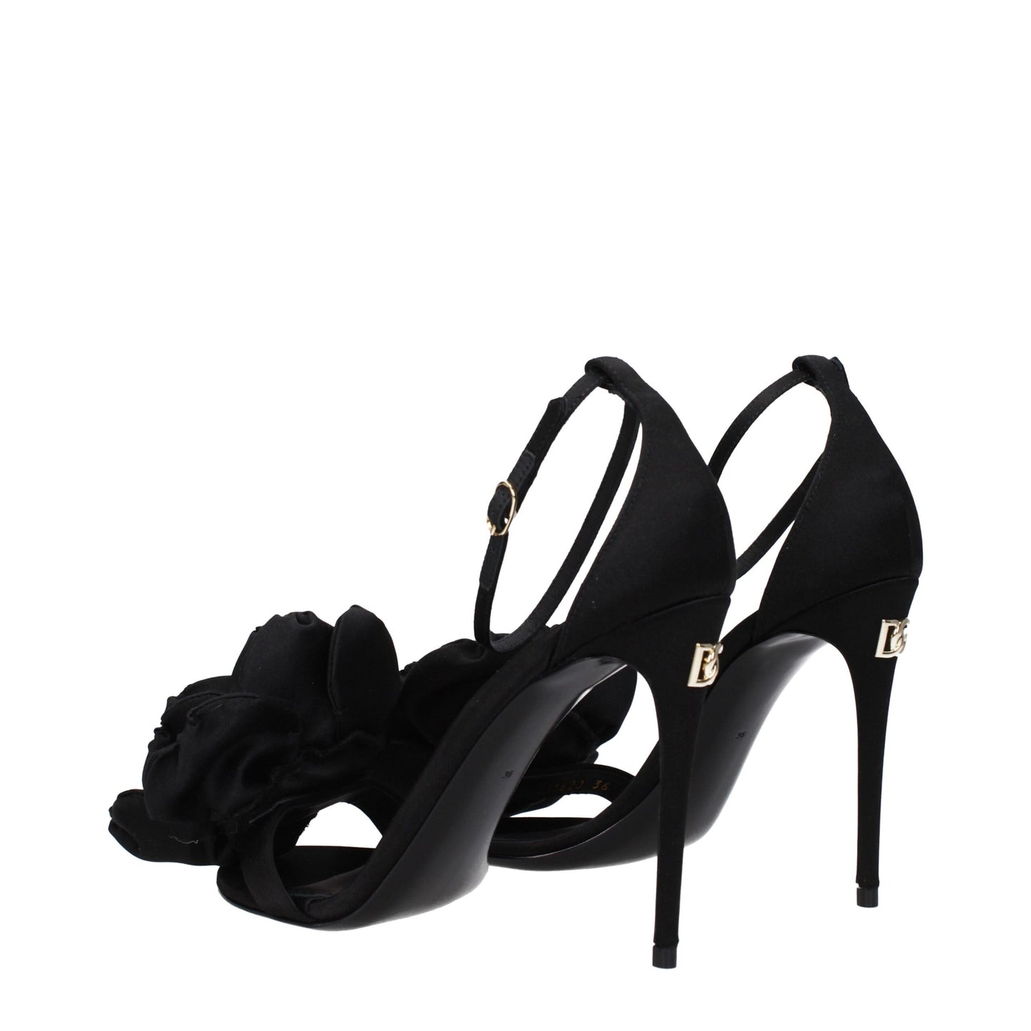 Dolce & Gabbana Black Satin Stiletto Heel Sandals