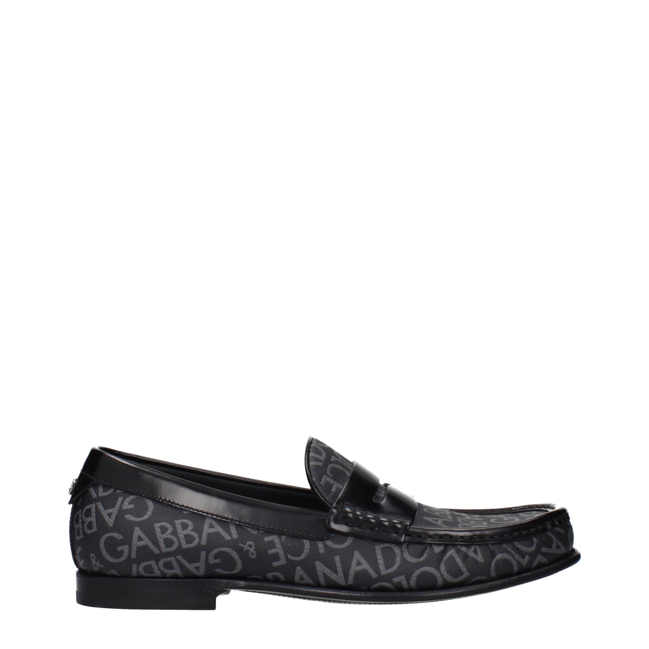 Dolce & Gabbana Black Fabric Slip-On Loafers
