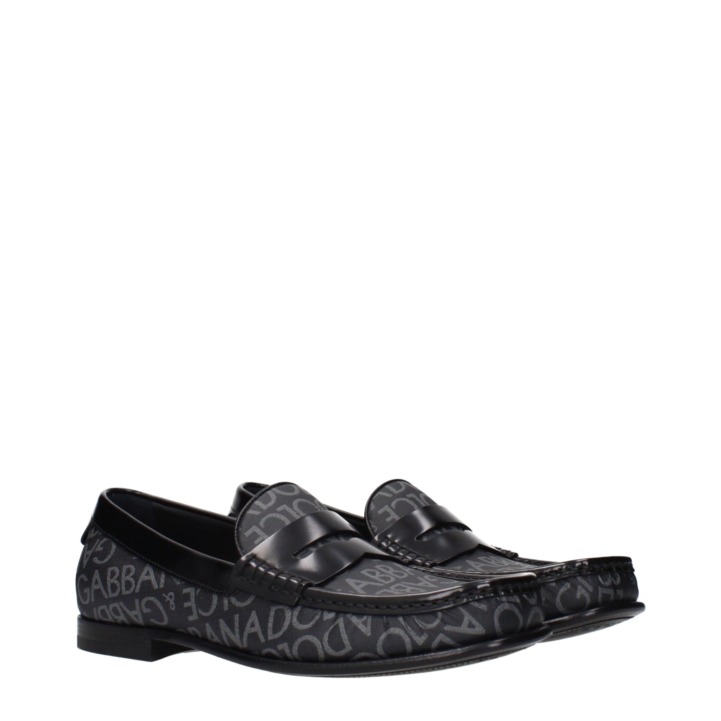 Dolce & Gabbana Black Fabric Slip-On Loafers