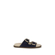Brunello Cucinelli Black Calf Leather Bos Taurus Flat Sandals